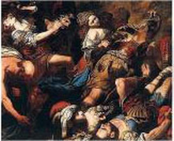 The Rape Of The Sabine Women Oil Painting by Pietro Paolo Raggi