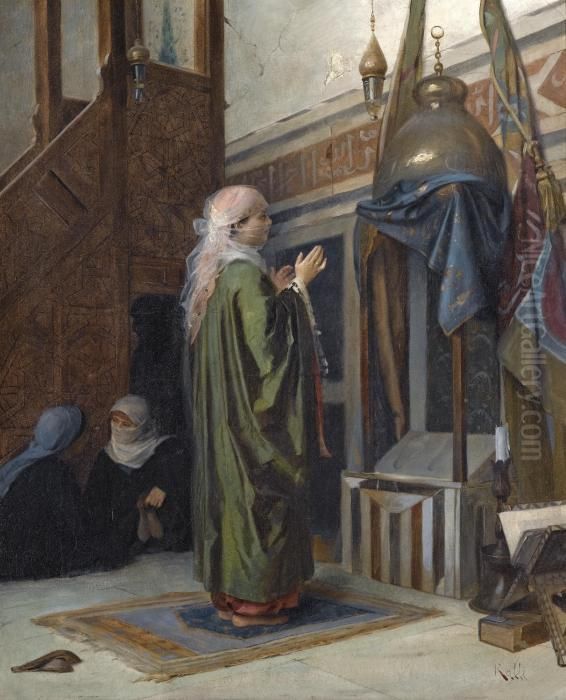 In The Mosque Oil Painting by Theodore Jacques Ralli