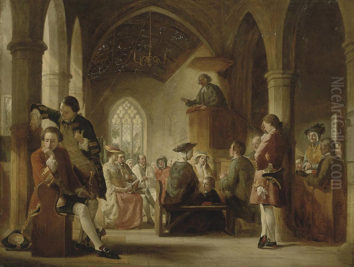 The Village Church Oil Painting by Alfred Rankley