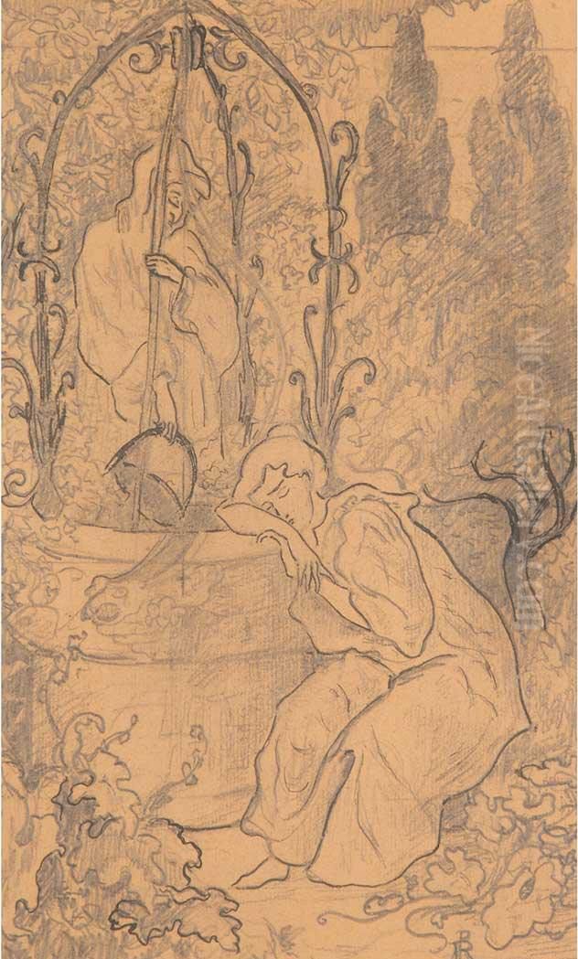 Woman Asleep By Well Oil Painting by Paul-Elie Ranson