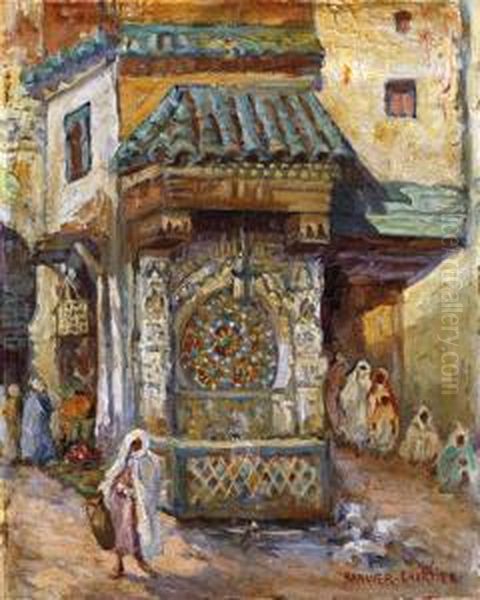 Fontaine Nejjarine A Fes Oil Painting by Lucie Ranvier-Chartier