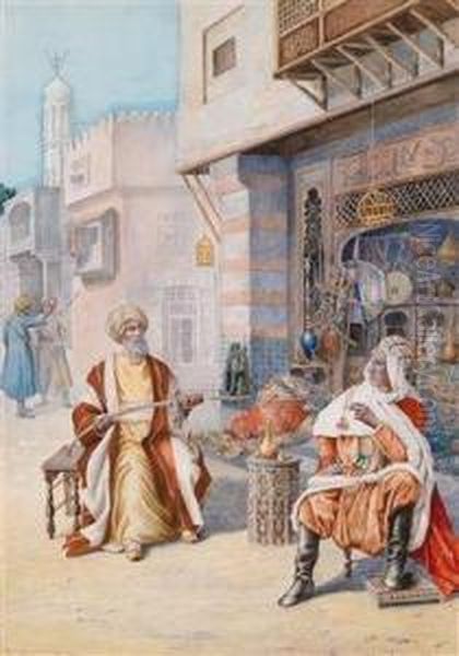 Ein Strasenladen Imorient Oil Painting by Vittorio Rappini