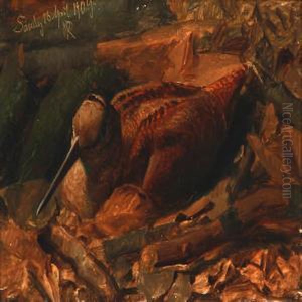 A Snipe In A Nest Oil Painting by Niels Pieter Rasmussen