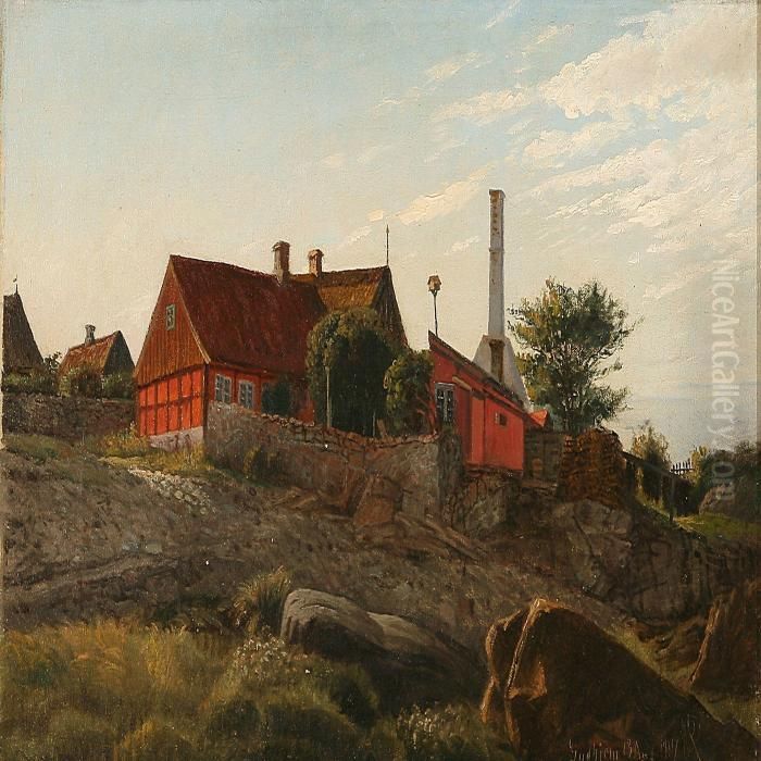 Summer Day At Gudhjem, Denmark Oil Painting by Niels Pieter Rasmussen