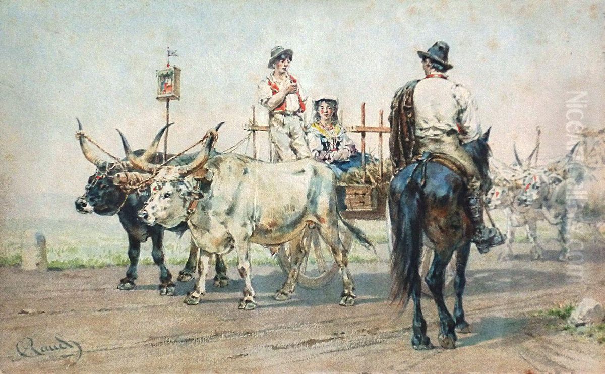 Les Charsa B'ufs Sur La Route Oil Painting by Carluccio Rauch