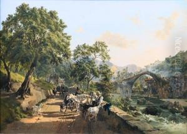 Idle Moments Oil Painting by Johann Nepomuk Rauch