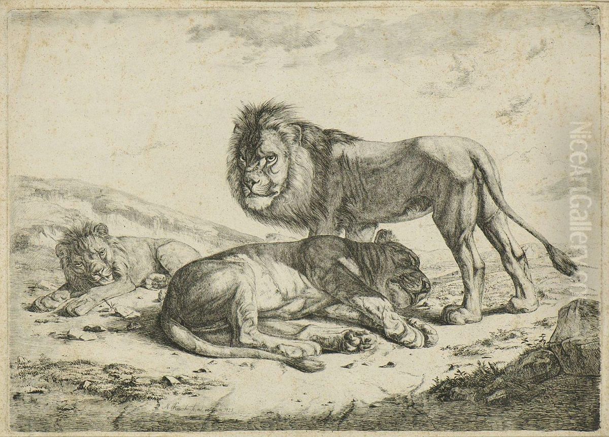 Lowenfamilie Oil Painting by Johann Nepomuk Rauch