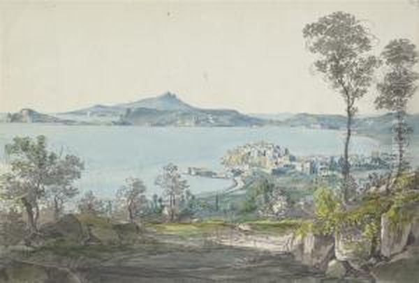 A View Of Pozzuoli With Ischia In The Distance Oil Painting by Johann Nepomuk Rauch