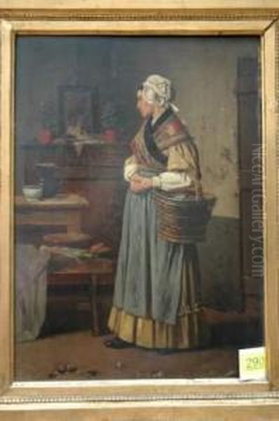 Femme Au Panier Oil Painting by Victor Ravet