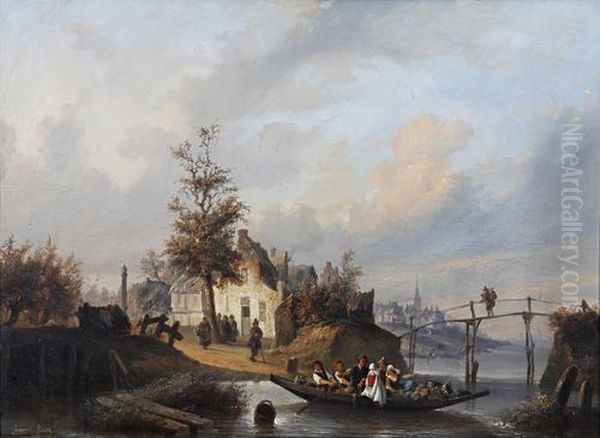 The Ferry Crossing Oil Painting by Laurent Herman Redig