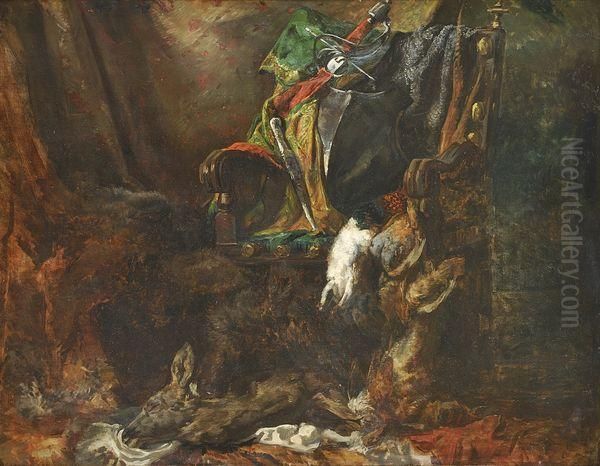 Nature Morte Au Fauteuil Avec Draperie Oil Painting by Regnault Henri