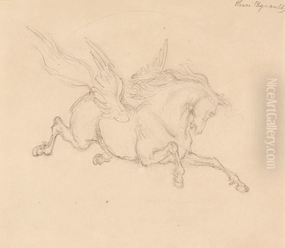 Cheval Aile Oil Painting by Regnault Henri