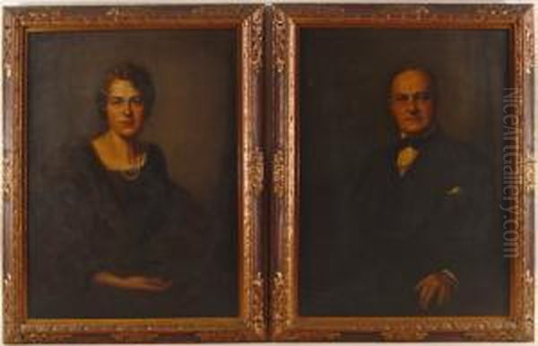 Pair Of Family Portraits Oil Painting by Maximilian Reinitz