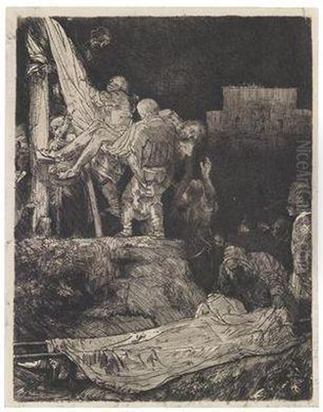 Die Kreuzabnahme Bei Fackelschein Oil Painting by Harmenszoon van Rijn Rembrandt