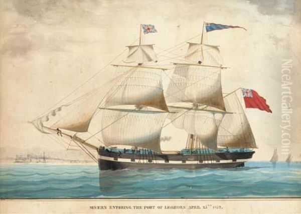 Severn Entering The Port Of Leghorn Oil Painting by Luigi P. Renault