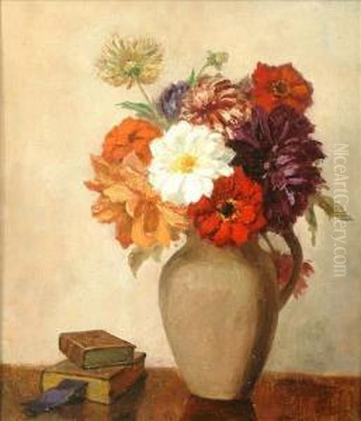 Still Life Offlowers Oil Painting by Joseph Fred. Percy Rendell