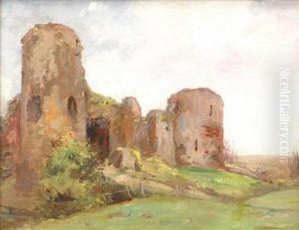 Rendall Castle Ruins Oil Painting by Joseph Fred. Percy Rendell