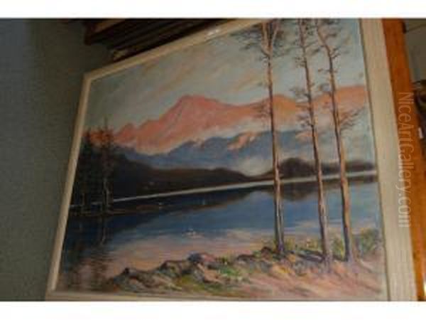 MountainLake Scene Oil Painting by William Renison