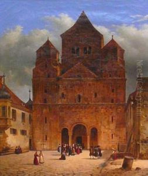  Eglise Romane En Bourgogne  Oil Painting by Charles Renoux