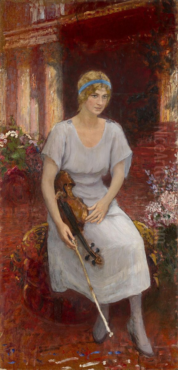 Portrait Of The Violinist Cecilia Hansen Oil Painting by Repin Iliya