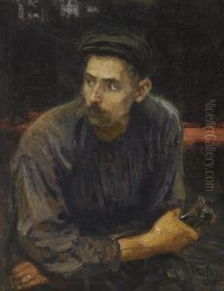 Portrait Of A Worker Oil Painting by Repin Iliya