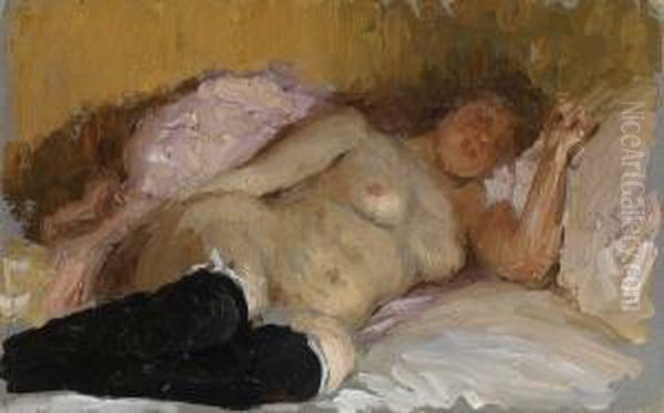The Artist's Wife Natalia Nordmansleeping Oil Painting by Repin Iliya