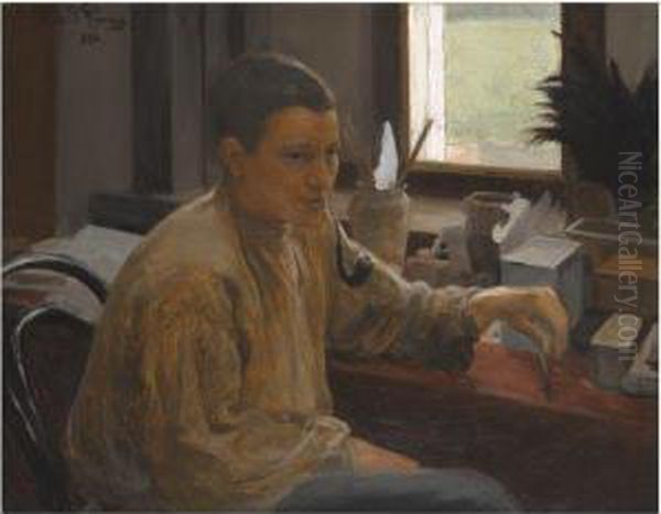 Portrait Of Nadezdha Repina Oil Painting by Repin Iliya