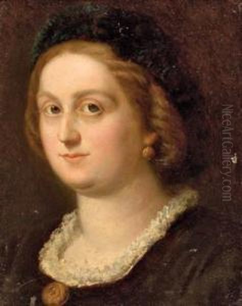 Portrait Einer Dame Mit Biedermeierschmuck Oil Painting by Josef Resch