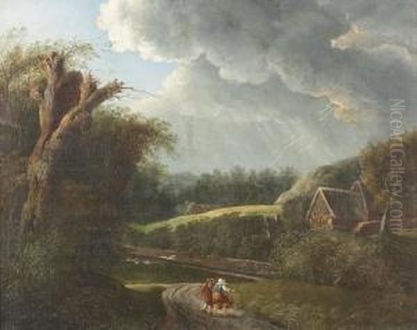 Aufziehendes Sommergewitter. Oil Painting by Friedrich Moritz August Retzsch