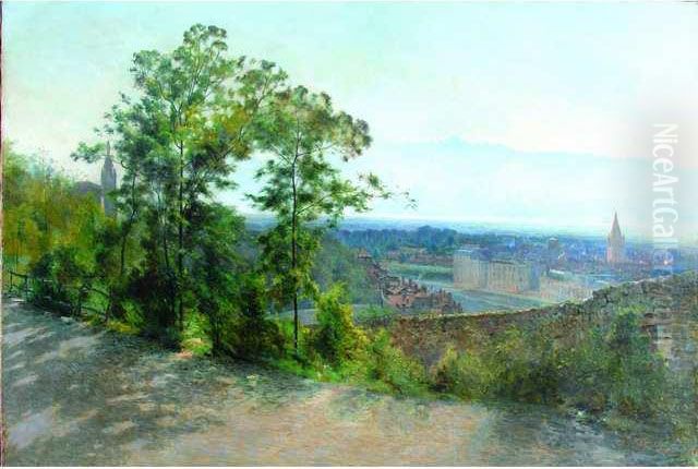 Coucher De Soleil Sur La Chaine De Belledonne. Oil Painting by Marcel Reymond