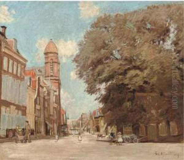 Marltplatz Im Hoorn: Marketday Oil Painting by Fritz Rhein