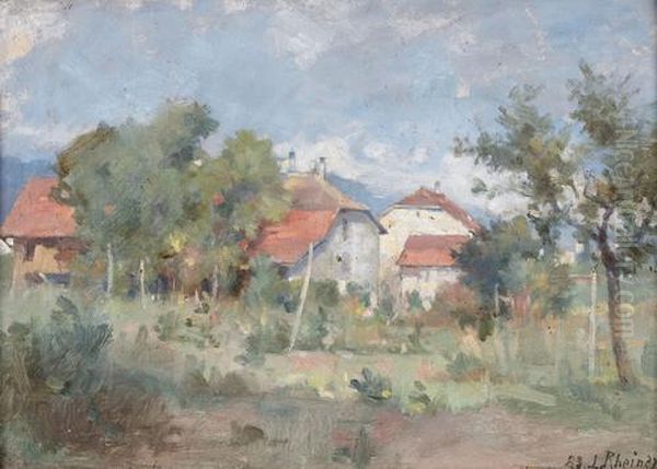 Sommerliche Landschaft Mit Bauernhausern Oil Painting by Louis Rheiner