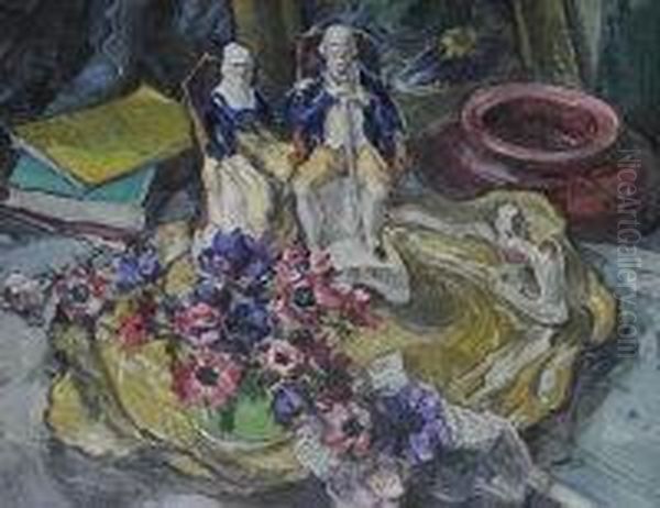 Still Life With Figures Oil Painting by Alexander Rhind