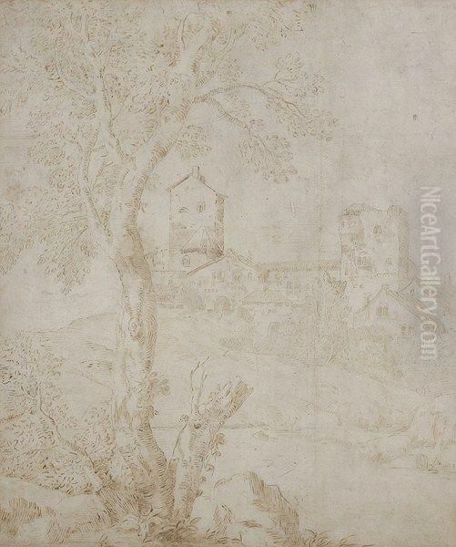 Paysage Au Grand Arbre Oil Painting by Marco Ricci