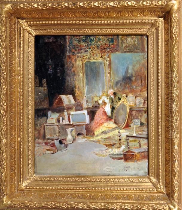 Interno Con Figure Oil Painting by Oscar Ricciardi