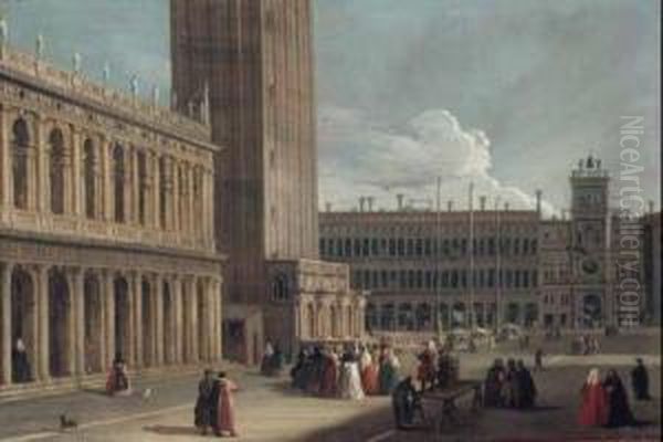 Venezia, Veduta Della Piazzetta Di San Marco Verso
La Torre Dell'orologio Oil Painting by Johann Richter