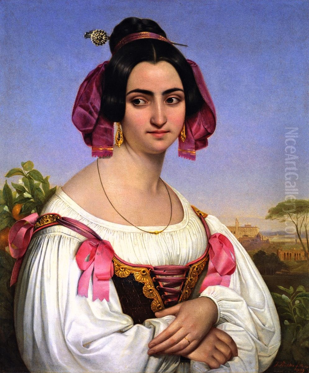 Fortunata Segatori Oil Painting by Johann Heinrich Richter