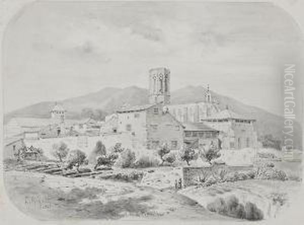 Monasterio De Pedralbes Oil Painting by Luis Rigalt