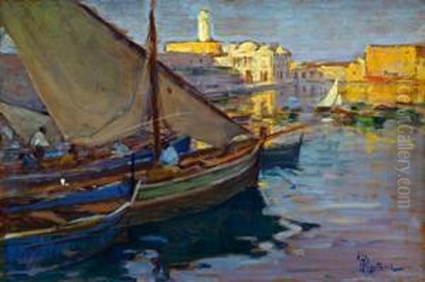 La Darse De L'amiraute Oil Painting by Alexandre Rigotard