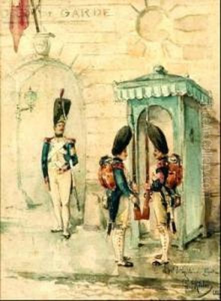 Cambio De Guardia Oil Painting by Charles Auguste Risler
