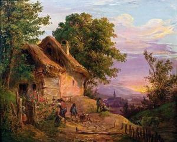 Abenstimmung Am Land Oil Painting by Eduard Ritter