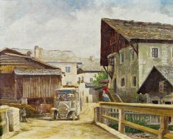 Dorfidylle Oil Painting by Nikolaus Ritter Von Scanavi