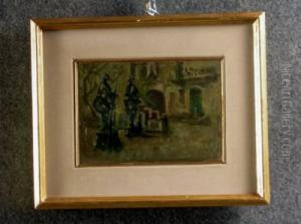 Piazza Oil Painting by Giuseppe Riva