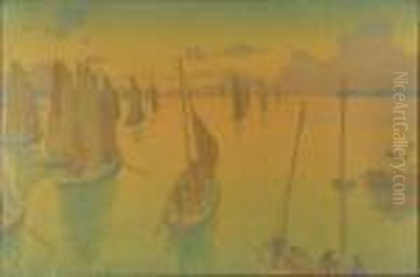 Le Coucher De Soleil Oil Painting by Henry Parsons Riviere