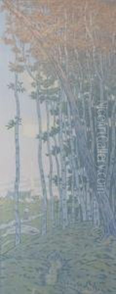 Bergere Et Son Troupeau Sur Le Chemin En Bretagne Oil Painting by Henry Parsons Riviere