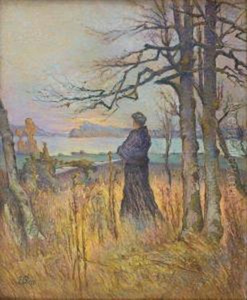 Paesaggio Costiero Con Figura Di Donna Oil Painting by Emilio Rizzi