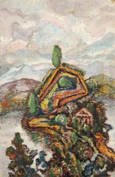 Village De Montagne Oil Painting by Nikolaj Pavlovic Rjabusinskij