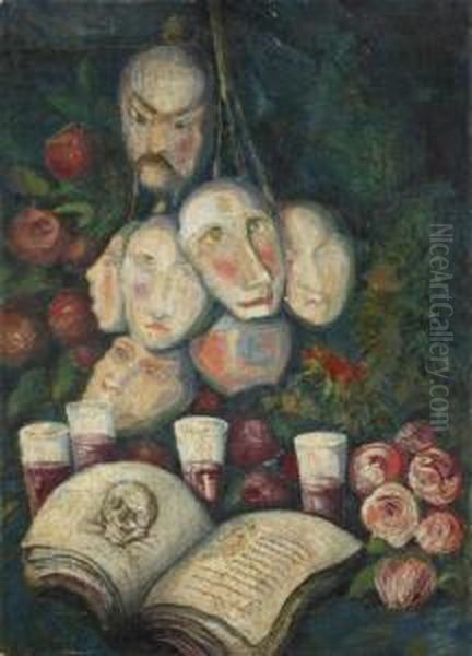 Les Masques Oil Painting by Nikolaj Pavlovic Rjabusinskij