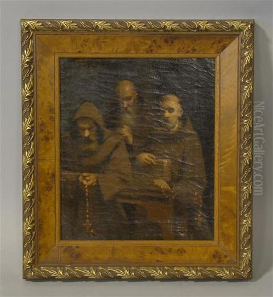 Monks Praying Oil Painting by Aurele Robert