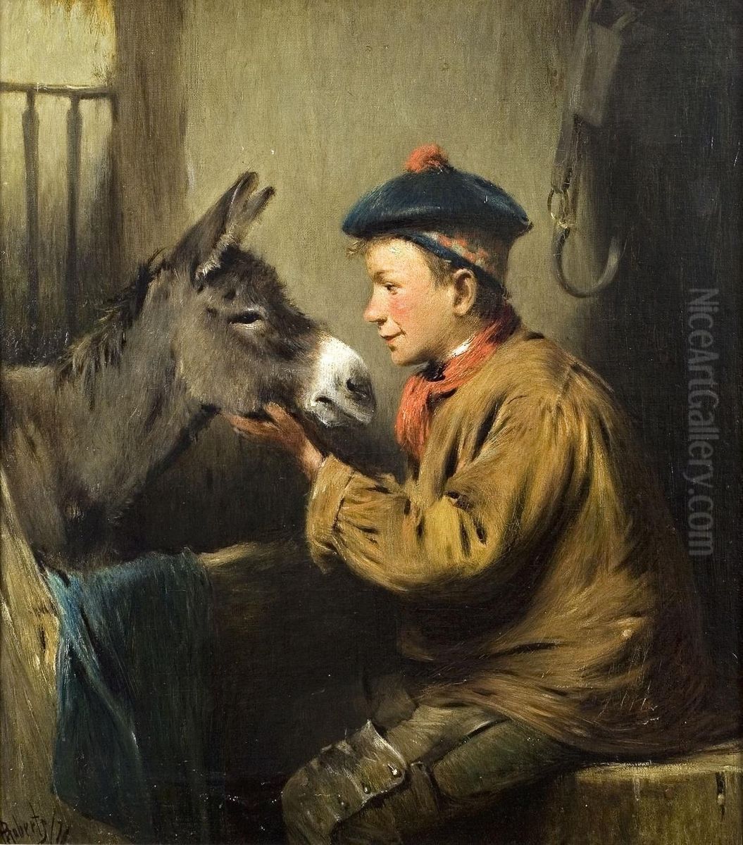Junge Mit Esel Oil Painting by Henry Benjamin Roberts